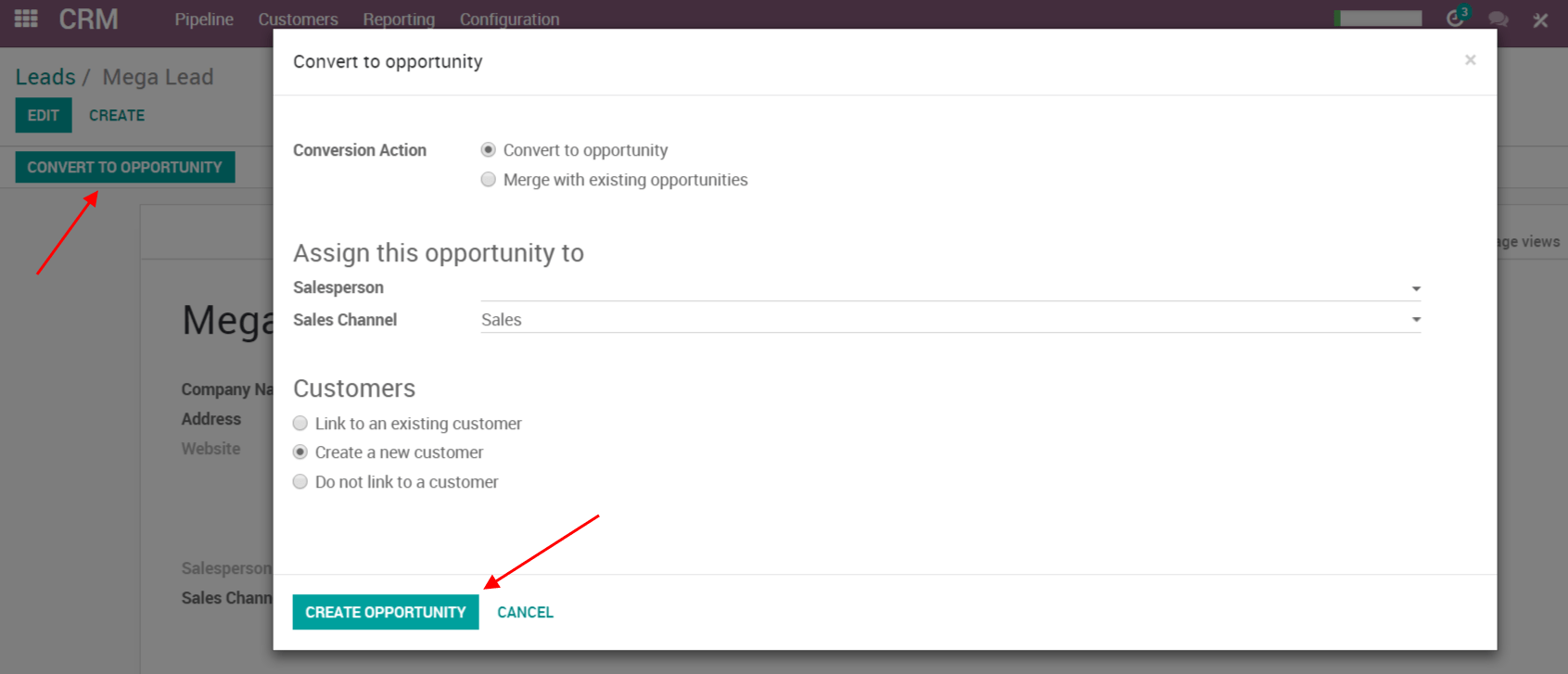 Hướng dẫn sử dụng phần mềm Odoo ERPViet: ứng dụng CRM - Chăm sóc khách hàng 4.3 Hướng dẫn sử dụng phần mềm Odoo ERPViet: ứng dụng CRM - Chăm sóc khách hàng 4.3