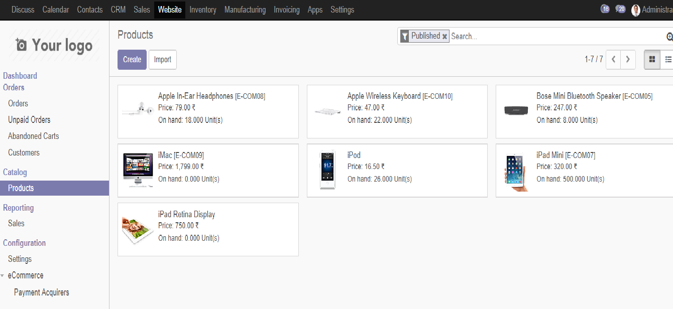 Phần mềm Odoo - eCommerce