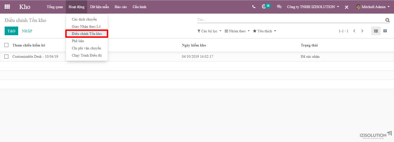 Chức năng phần mềm kho odoo